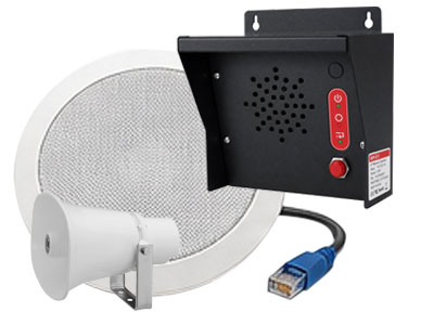 PineTree Systems Industrial PoE Ceiling Speakers, External Horn Speakers, and Help Point Station Modules